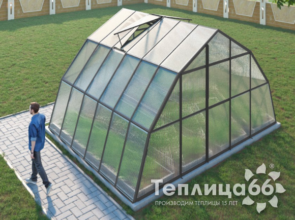 Теплица Рада Балхаш из поликарбоната, 5х4 метра, графитовая